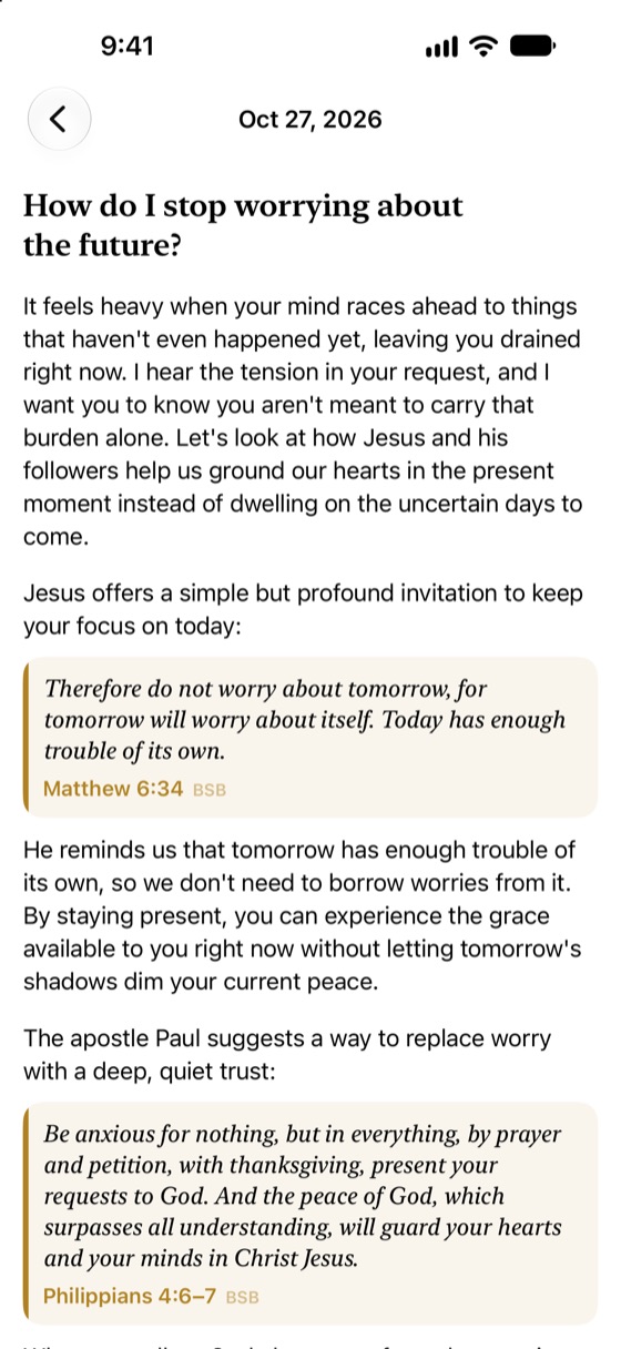 An answer to a question about worry, opening with a warm reply